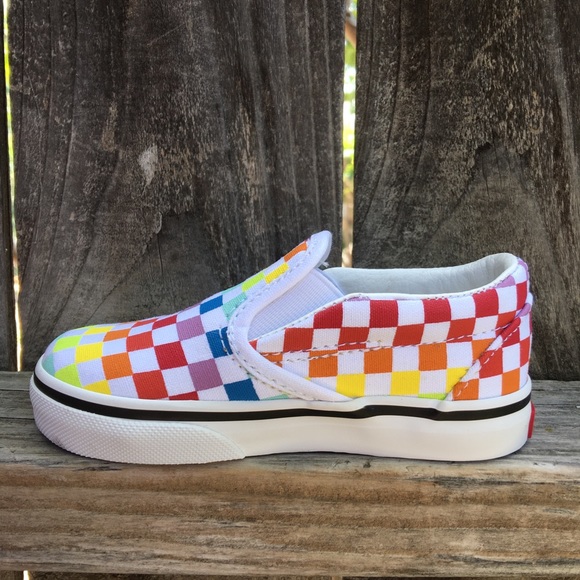 Vans baby toddler rainbow checkerboard shoes - Picture 7 of 11